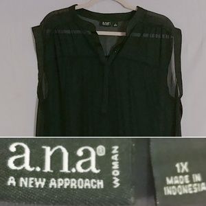 1X Black Sheer Sleeveless Tunic